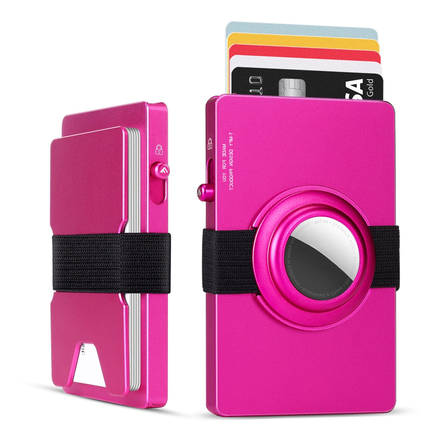 TOYFID All-Aluminum Pop Up Slide Rfid Slim Card Holder Wallet With Airtag Holder